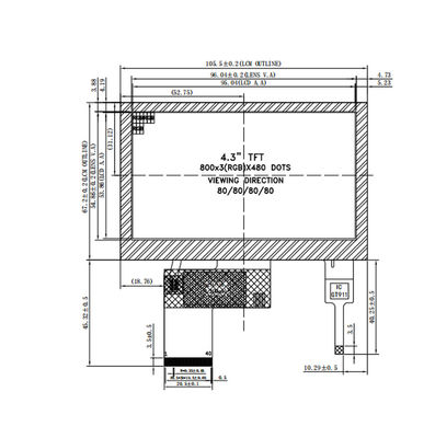 Capacitive Small LCD Module 40pin CTP 4.3 Inch TFT LCD Display