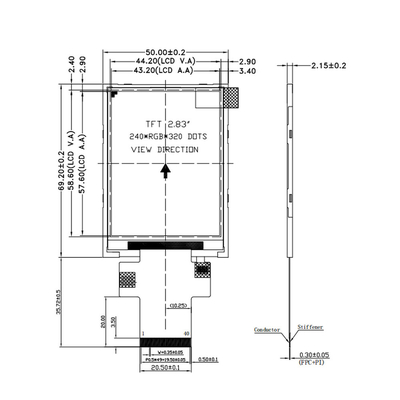 40 Pin 2.8inch Small LCD Display IPS Transmission QVGA With ST7789 IC