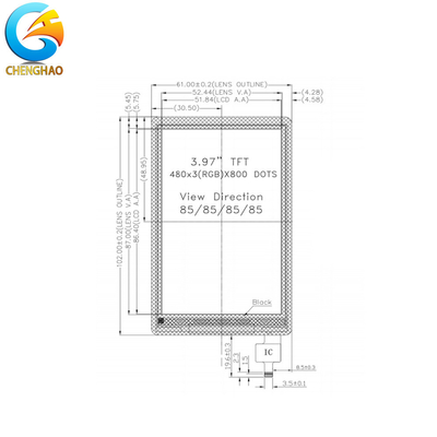 4 Inch TFT LCD Capacitive Touch Screen 480*800 25pin 2 Lane MIPI DSI